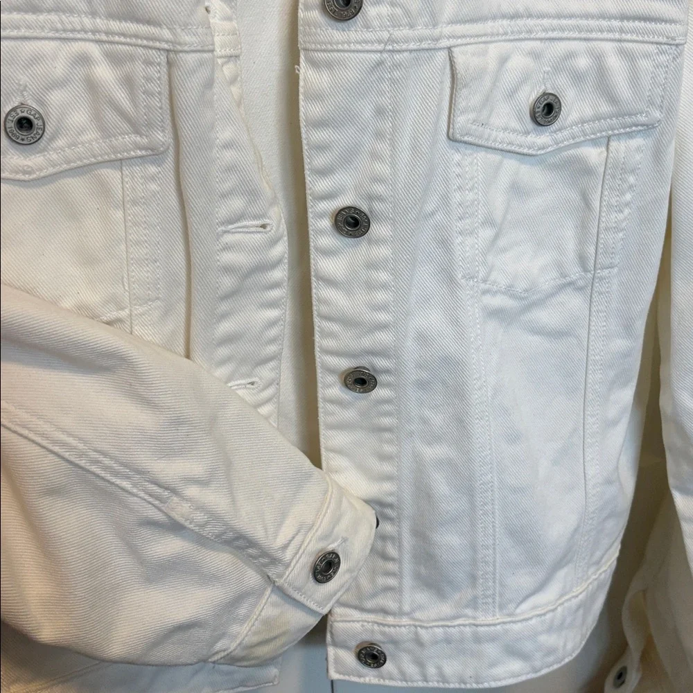 [Gap] Vintage White Denim Button-Up Casual Jean Jacket Long Sleeve Women’s Large - Picture 7 of 12